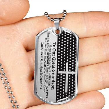 Great Grandson Dog Tag Necklace - Love You This Much